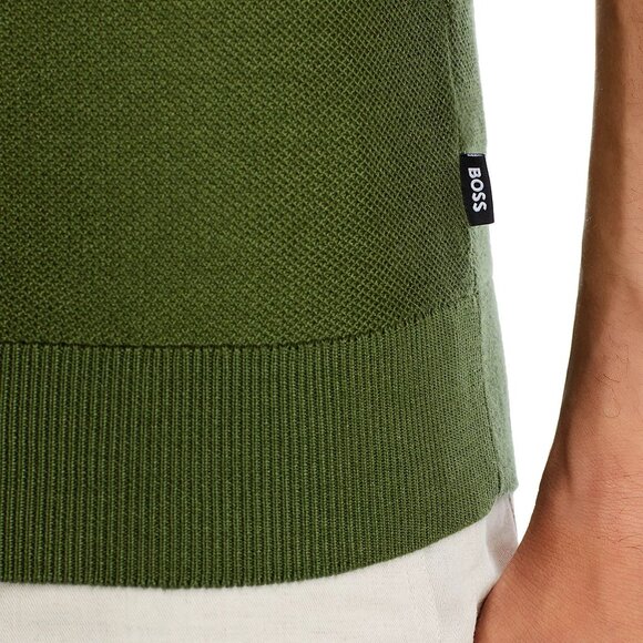 Hugo Boss Men's Short Sleeve BOSS Tempio Polo Shirt Open Collar Slim Fit Green - Picture 4 of 7